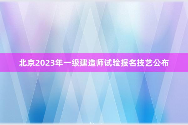 北京2023年一级建造师试验报名技艺公布